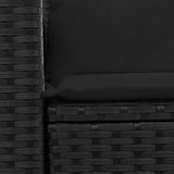 Garden Sofa with Cushions 2-Seater Black Poly Rattan - Close-Up Angle