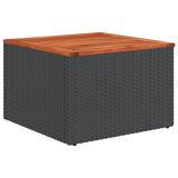 Garden Table Black 55x55x37 cm Poly Rattan and Acacia Wood - Front View