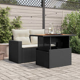 Garden Table Black 100x55x73 cm Poly Rattan and Acacia Wood - Side View