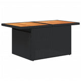 Garden Table Black 100x55x73 cm Poly Rattan and Acacia Wood - Top-Down View