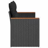 Garden Sofa with Cushions 2-Seater Black Poly Rattan - 45-Degree Angle
