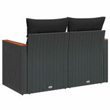 Garden Sofa with Cushions 2-Seater Black Poly Rattan - Rear View