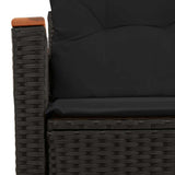 Garden Sofa with Cushions 2-Seater Black Poly Rattan - Close-Up Angle