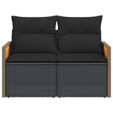 Garden Sofa with Cushions 2-Seater Black Poly Rattan - Top-Down View