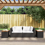 Garden Side Tables 2 pcs Black 55x34x37cm Poly Rattan Solid Wood
