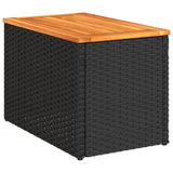 Garden Side Tables 2 pcs Black 55x34x37cm Poly Rattan Solid Wood