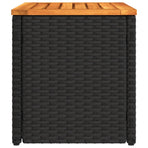 Garden Side Tables 2 pcs Black 55x34x37cm Poly Rattan Solid Wood