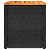 Garden Side Tables 2 pcs Black 55x34x37cm Poly Rattan Solid Wood - Rear View