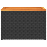 Garden Side Tables 2 pcs Black 55x34x37cm Poly Rattan Solid Wood - Close-Up Angle