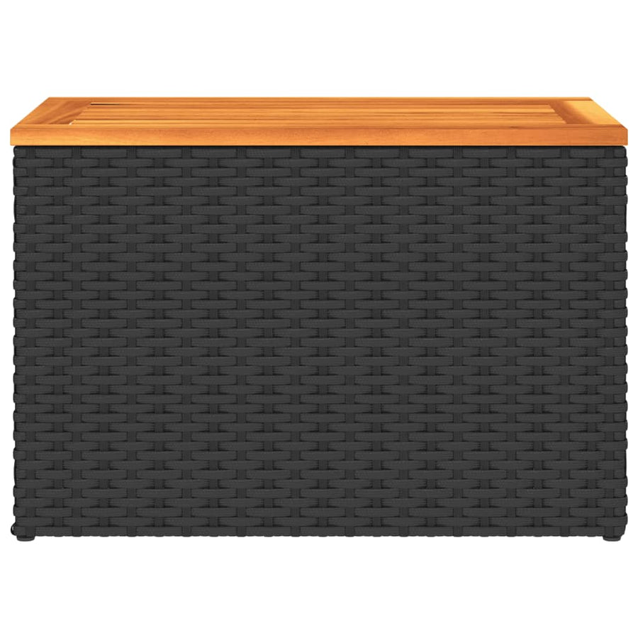 Garden Side Tables 2 pcs Black 55x34x37cm Poly Rattan Solid Wood