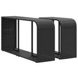 Storage Shelves 2 pcs Black Poly Rattan - Front View