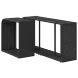 Storage Shelves 2 pcs Black Poly Rattan - Close-Up Angle