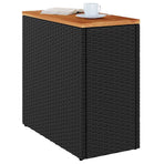 Garden Side Table with Wooden Top Black 58x27.5x55 cm