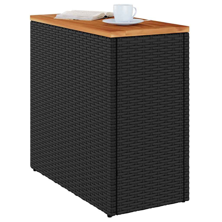 Garden Side Table with Wooden Top Black 58x27.5x55 cm