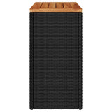 Garden Side Table with Wooden Top Black 58x27.5x55 cm Poly Rattan