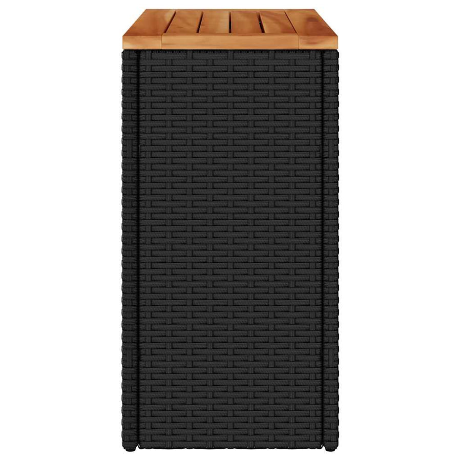 Garden Side Table with Wooden Top Black 58x27.5x55 cm
