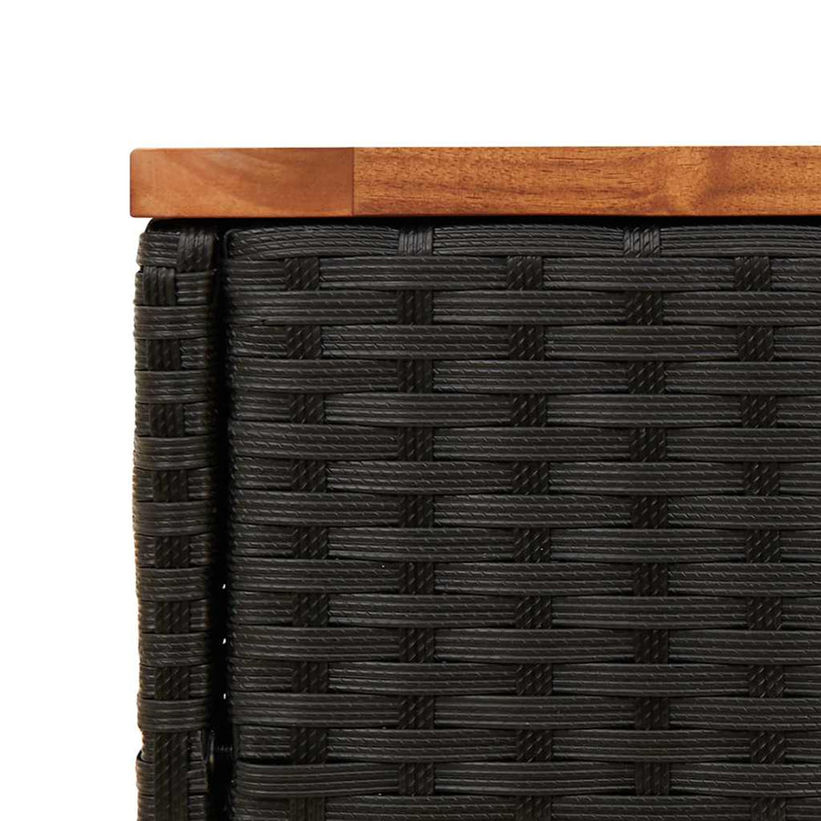 Garden Side Table with Wooden Top Black 58x27.5x55 cm