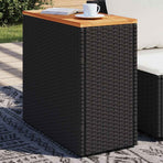 Garden Side Table with Wooden Top Black 58x27.5x55 cm