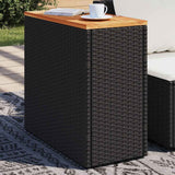 Garden Side Table with Wooden Top Black 58x27.5x55 cm Poly Rattan
