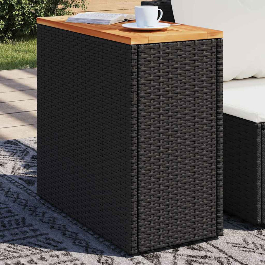 Garden Side Table with Wooden Top Black 58x27.5x55 cm
