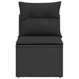 Garden Chair Armless with Cushions Black Poly Rattan - Top-Down View