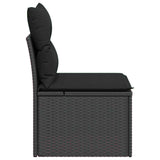 Garden Chair Armless with Cushions Black Poly Rattan - 45-Degree Angle