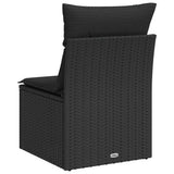 Garden Chair Armless with Cushions Black Poly Rattan - Rear View