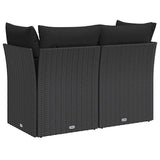 Garden Sofa with Cushions 2-Seater Black Poly Rattan - Rear View