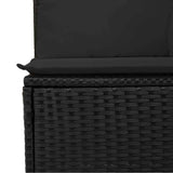 Garden Sofa with Cushions 2-Seater Black Poly Rattan - Low Angle