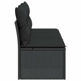 Garden Sofa with Cushions 3-Seater Black Poly Rattan - 45-Degree Angle