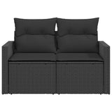 Garden Sofa with Cushions 2-Seater Black Poly Rattan - Top-Down View
