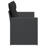 Garden Sofa with Cushions 2-Seater Black Poly Rattan - 45-Degree Angle