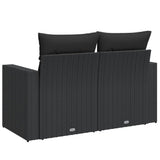 Garden Sofa with Cushions 2-Seater Black Poly Rattan - Rear View