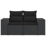 Garden Sofa with Cushions 2-Seater Black Poly Rattan - Top-Down View