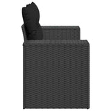 Garden Sofa with Cushions 2-Seater Black Poly Rattan - 45-Degree Angle
