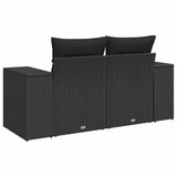 Garden Sofa with Cushions 2-Seater Black Poly Rattan - Rear View