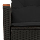 Garden Sofa with Cushions 2-Seater Black Poly Rattan - Extra Image