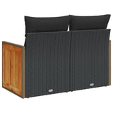 Garden Sofa with Cushions 2-Seater Black Poly Rattan - Rear View