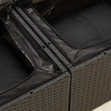 Garden Sofa with Cushions 2-Seater Black Poly Rattan - Low Angle