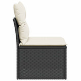 Garden Sofa Armless with Cushions Black Poly Rattan