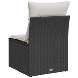 Garden Sofa Armless with Cushions Black Poly Rattan - Rear View