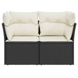Garden Sofa with Cushions 2-Seater Black Poly Rattan - Top-Down View