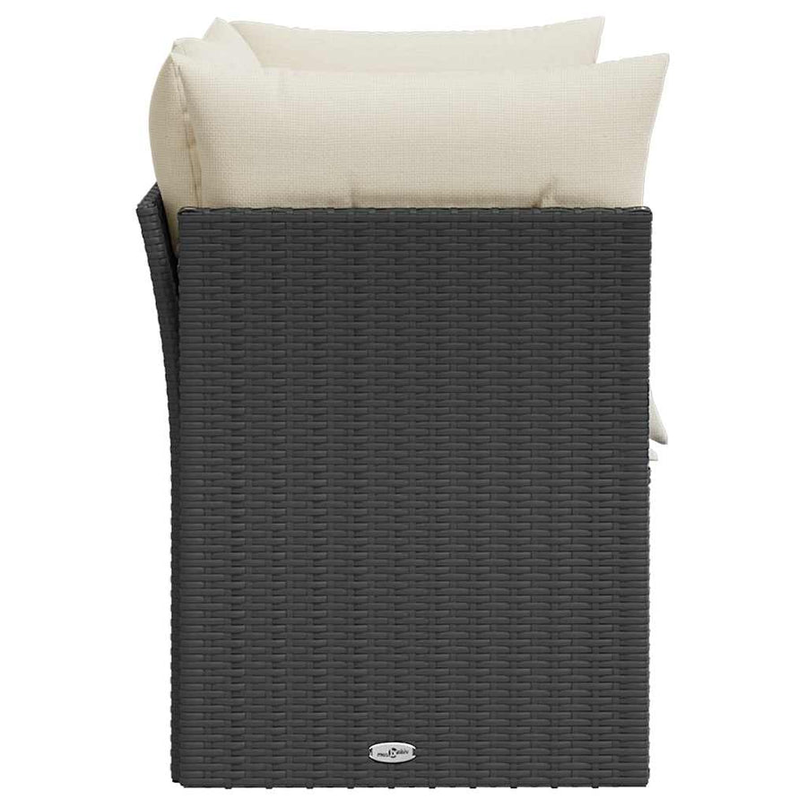 Garden Sofa with Cushions 2-Seater Black Poly Rattan