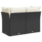 Garden Sofa with Cushions 2-Seater Black Poly Rattan
