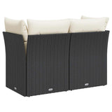 Garden Sofa with Cushions 2-Seater Black Poly Rattan - Rear View