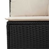 Garden Sofa with Cushions 2-Seater Black Poly Rattan - Close-Up Angle