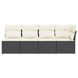 Garden Sofa with Cushions 4-Seater Black Poly Rattan - Top-Down View