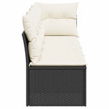 Garden Sofa with Cushions 4-Seater Black Poly Rattan - 45-Degree Angle
