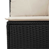 Garden Sofa with Cushions 4-Seater Black Poly Rattan - Close-Up Angle
