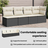 Garden Sofa with Cushions 4-Seater Black Poly Rattan - Extra Image